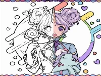 Anime girls coloring book: pop manga coloring