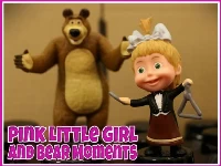 Pink little girl and bear moments