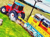 Tractor towing train 2022 3d