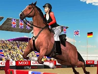 Horse jumping show 3d